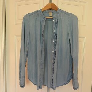 H&M Light Blue Ruffled Blouse